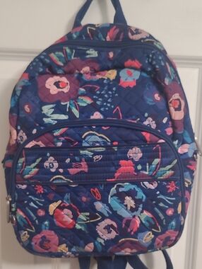 Travelon  Anti-theft  Navy Quilted Floral Backpack with Multicolor Blooms